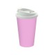 Kaffeebecher Premium Deluxe - rosa/weiß